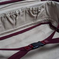 Pre Owned Burberry Burgundy Heart Check Coated Canvas and Patent Leather Trolley Bag 