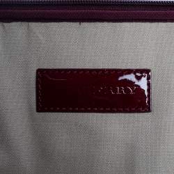 Pre Owned Burberry Burgundy Heart Check Coated Canvas and Patent Leather Trolley Bag 
