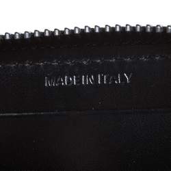 Pre Owned Burberry Black/Beige Canvas and Patent Leather Small Warrior Zip Around Wallet