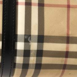 Pre Owned Burberry Beige/Black House Check Coated Canvas Duffel Bag