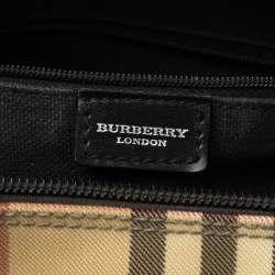 Pre Owned Burberry Beige/Black House Check Coated Canvas Duffel Bag