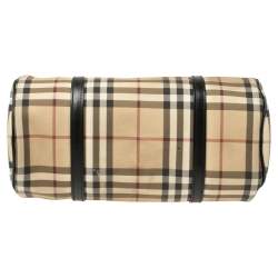 Pre Owned Burberry Beige/Black House Check Coated Canvas Duffel Bag