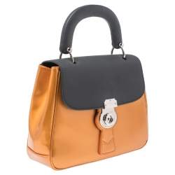 Pre Owned Burberry Tri Color Patent and Leather Medium DK88 Top Handle Bag