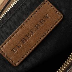 Pre Owned Burberry Brown Nova Check Canvas and Leather Alchester Bowling Bag