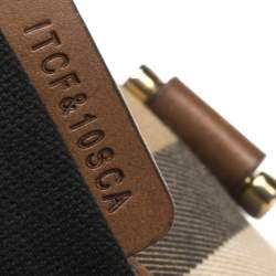 Pre Owned Burberry Brown Nova Check Canvas and Leather Alchester Bowling Bag