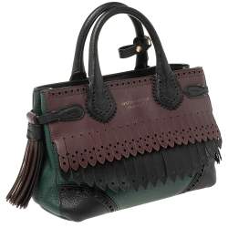 مملوكة مسبقًا Burberry Multicolor Brogue Leather Banner Fringe Tote