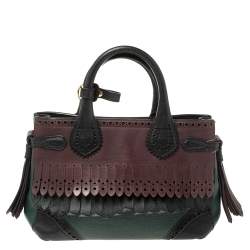 مملوكة مسبقًا Burberry Multicolor Brogue Leather Banner Fringe Tote
