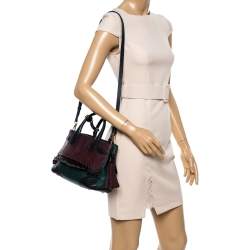 مملوكة مسبقًا Burberry Multicolor Brogue Leather Banner Fringe Tote