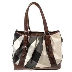 Burberry Beige/Brown Mega Check Canvas and Leather Lowry Tote Burberry | TLC