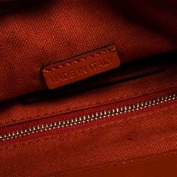 Pre Owned Burberry Burnt Orange Grained Leather Buckle Flap Shoulder Bag