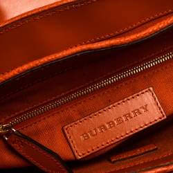 Pre Owned Burberry Burnt Orange Grained Leather Buckle Flap Shoulder Bag