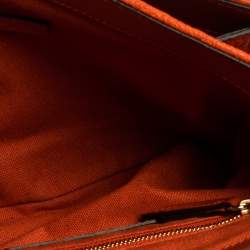 Pre Owned Burberry Burnt Orange Grained Leather Buckle Flap Shoulder Bag