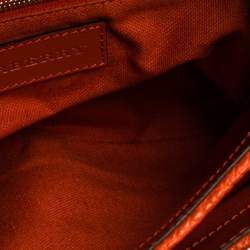 Pre Owned Burberry Burnt Orange Grained Leather Buckle Flap Shoulder Bag