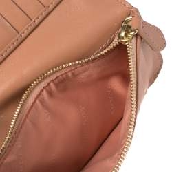 Pre Owned Burberry Beige/Peach Haymarket Check Canvas and Leather Bifold Wallet