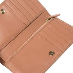 Pre Owned Burberry Beige/Peach Haymarket Check Canvas and Leather Bifold Wallet