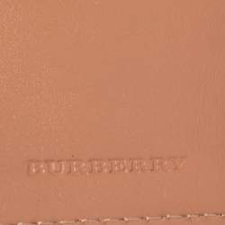 Pre Owned Burberry Beige/Peach Haymarket Check Canvas and Leather Bifold Wallet