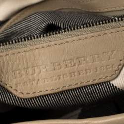 Pre Owned Burberry Beige Perforated Suede and Leather Oversized Hobo