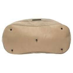 Pre Owned Burberry Beige Perforated Suede and Leather Oversized Hobo
