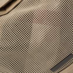 Pre Owned Burberry Beige Perforated Suede and Leather Oversized Hobo