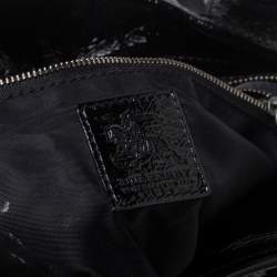 مملوكة مسبقًا حقيبة يد بربري لوري جلد لامع و نايلون مربعات بيت أسود و رصاصي