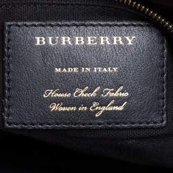Pre Owned Burberry Black/Brown Leopard Print Calfhair, Leather and House Check Canvas Medium Banner Tote