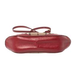 Pre Owned Burberry Red/Beige Haymarket Check Coated Canvas and Leather Mini Orchard Crossbody Bag