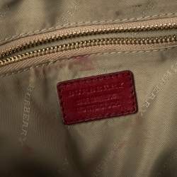 Pre Owned Burberry Red/Beige Haymarket Check Coated Canvas and Leather Mini Orchard Crossbody Bag