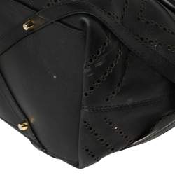 Pre Owned Burberry Black Perforated Leather Salisbury Tote