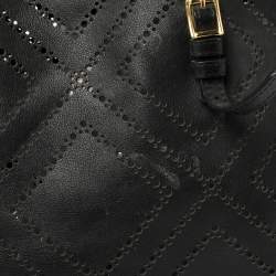 Pre Owned Burberry Black Perforated Leather Salisbury Tote