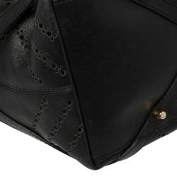Pre Owned Burberry Black Perforated Leather Salisbury Tote