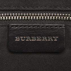 Pre Owned Burberry Black Plaid Wool Satchel
