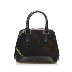 Pre Owned Burberry Black Plaid Wool Satchel