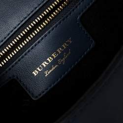 Pre Owned Burberry Blue/Tan Leather Medium DK88 Top Handle Bag