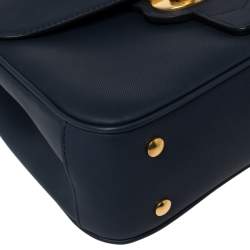 Pre Owned Burberry Blue/Tan Leather Medium DK88 Top Handle Bag