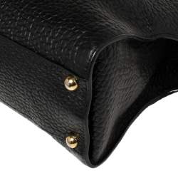 Pre Owned Burberry Black Grain Leather Clifton Signature Tote