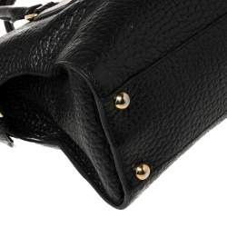 Pre Owned Burberry Black Grain Leather Clifton Signature Tote