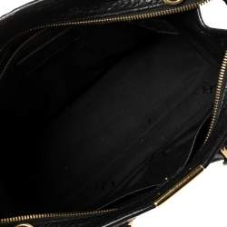 Pre Owned Burberry Black Grain Leather Clifton Signature Tote