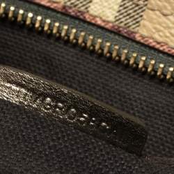 Pre Owned Burberry Beige/Metallic Haymarket Check Coated Canvas and Leather Regent Tote