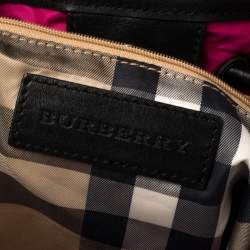 Burberry Pink/Black Nylon and Leather Drawstring Backpack