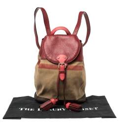 Burberry Brown/Red House Check Canvas and Leather Drawstring Backpack
