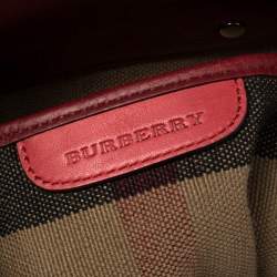 Burberry Brown/Red House Check Canvas and Leather Drawstring Backpack