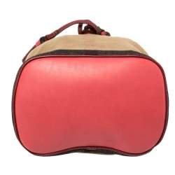 Burberry Brown/Red House Check Canvas and Leather Drawstring Backpack