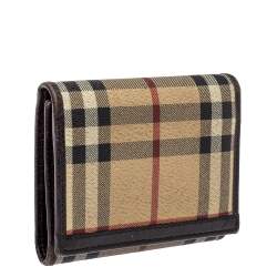 Burberry Beige/Brown Haymarket Check Coated Canvas and Leather Trifold  Wallet Burberry | TLC