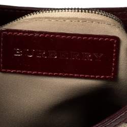 Pre Owned Burberry Burgundy/Beige Star Check PVC and Patent Leather Hernville Hobo