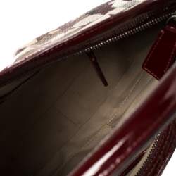 Pre Owned Burberry Burgundy/Beige Star Check PVC and Patent Leather Hernville Hobo