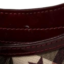Pre Owned Burberry Burgundy/Beige Star Check PVC and Patent Leather Hernville Hobo