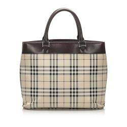 Burberry Brown/Beige House Check Canvas Tote Bag 