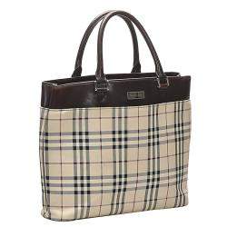 Burberry Brown/Beige House Check Canvas Tote Bag 