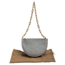 مملوكة مسبقًا حقيبة كتف بربري حمالة سلسلة بيكن جلد فويل فضي