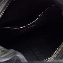 Pre Owned Burberry Grey Beat Check Shimmer Canvas and Leather Small Brooklyn Hobo